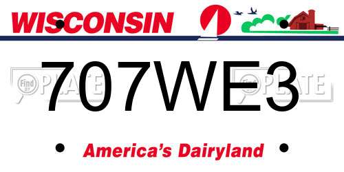 707WE3 Wisconsin License Plate