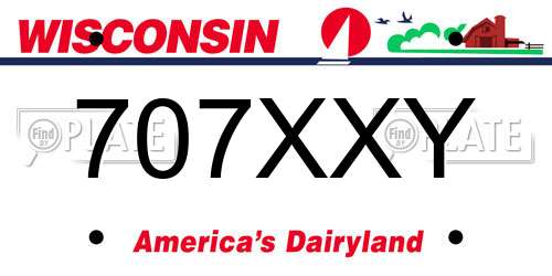 707XXY Wisconsin License Plate