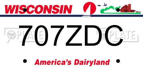 707ZDC Wisconsin License Plate