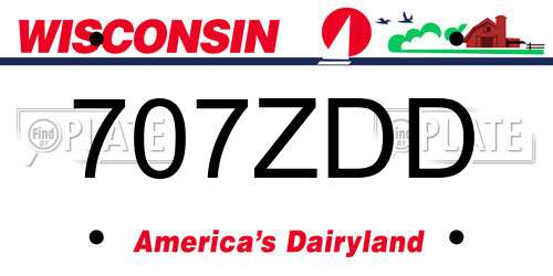 707ZDD Wisconsin License Plate