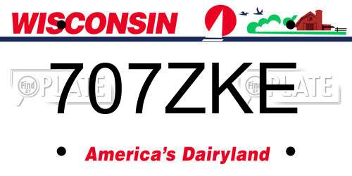 707ZKE Wisconsin License Plate