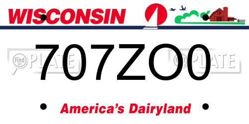 707ZO0 Wisconsin License Plate