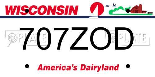 707ZOD Wisconsin License Plate