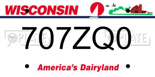 707ZQ0 Wisconsin License Plate