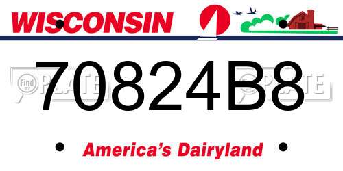 70824B8 Wisconsin License Plate