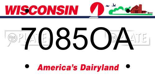 7085OA Wisconsin License Plate