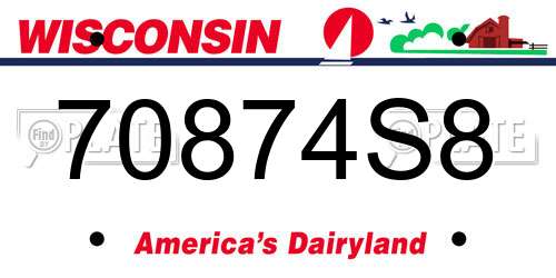 70874S8 Wisconsin License Plate