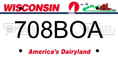 708BOA Wisconsin License Plate