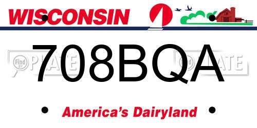 708BQA Wisconsin License Plate