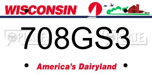 708GS3 Wisconsin License Plate