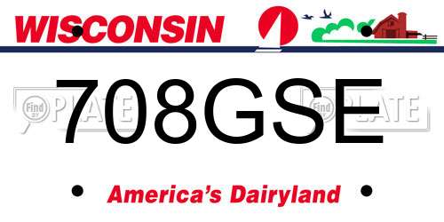 708GSE Wisconsin License Plate