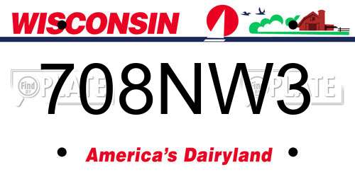 708NW3 Wisconsin License Plate