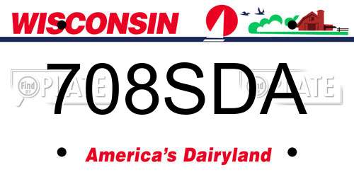 708SDA Wisconsin License Plate