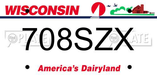 708SZX Wisconsin License Plate