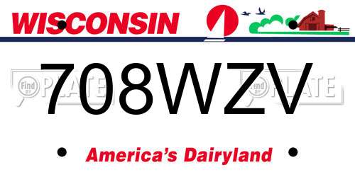 708WZV Wisconsin License Plate