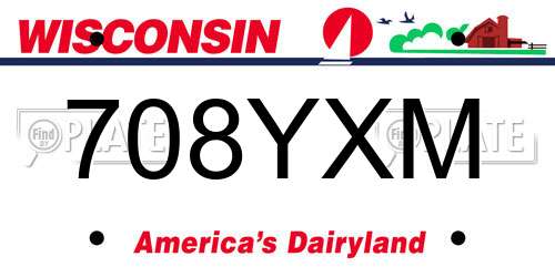 708YXM Wisconsin License Plate