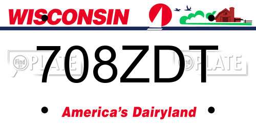 708ZDT Wisconsin License Plate
