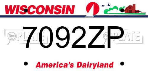 7092ZP Wisconsin License Plate