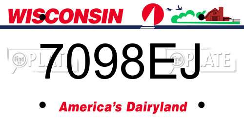 7098EJ Wisconsin License Plate