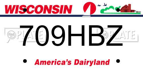 709HBZ Wisconsin License Plate