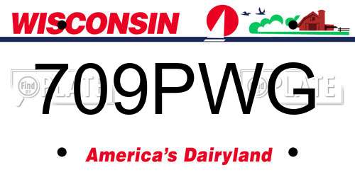 709PWG Wisconsin License Plate
