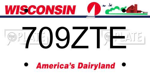 709ZTE Wisconsin License Plate