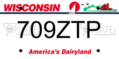 709ZTP Wisconsin License Plate