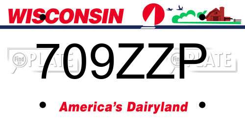 709ZZP Wisconsin License Plate