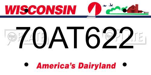 70AT622 Wisconsin License Plate