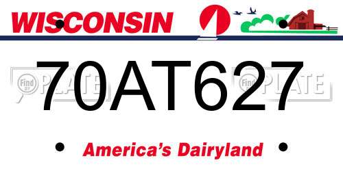 70AT627 Wisconsin License Plate