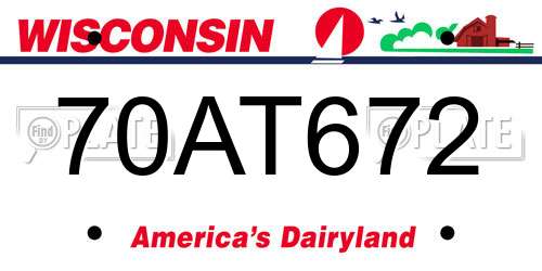 70AT672 Wisconsin License Plate