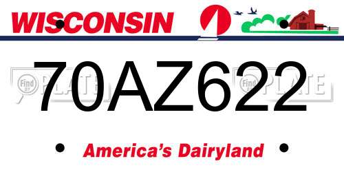 70AZ622 Wisconsin License Plate