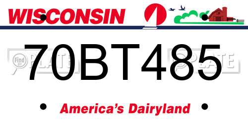 70BT485 Wisconsin License Plate