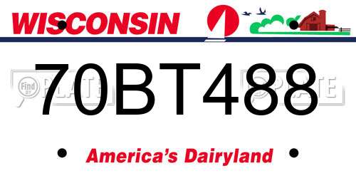 70BT488 Wisconsin License Plate