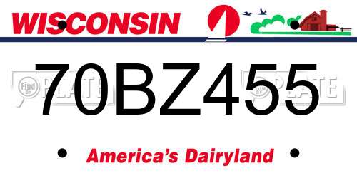 70BZ455 Wisconsin License Plate
