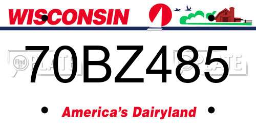 70BZ485 Wisconsin License Plate