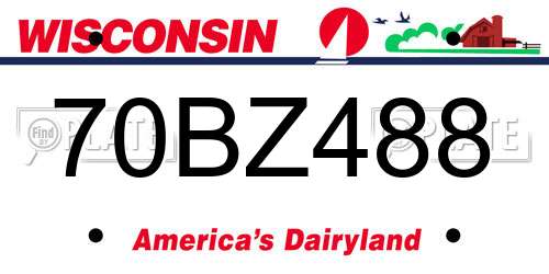 70BZ488 Wisconsin License Plate