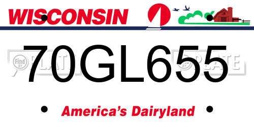 70GL655 Wisconsin License Plate