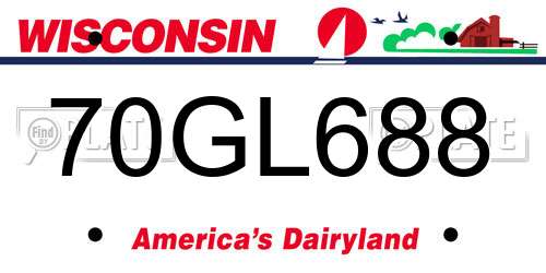 70GL688 Wisconsin License Plate