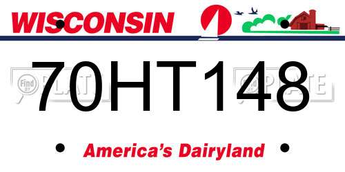 70HT148 Wisconsin License Plate