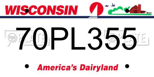 70PL355 Wisconsin License Plate