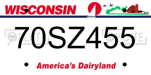 70SZ455 Wisconsin License Plate