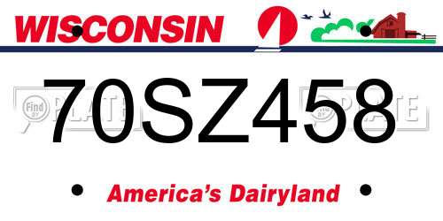 70SZ458 Wisconsin License Plate