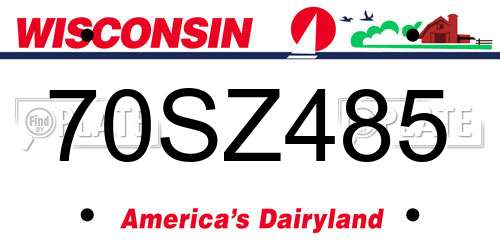 70SZ485 Wisconsin License Plate