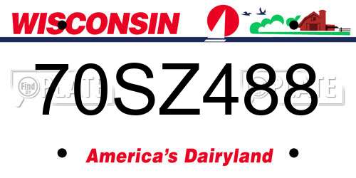 70SZ488 Wisconsin License Plate