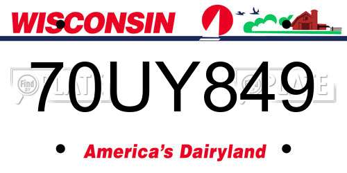 70UY849 Wisconsin License Plate