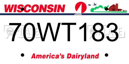 70WT183 Wisconsin License Plate
