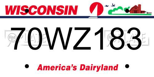 70WZ183 Wisconsin License Plate