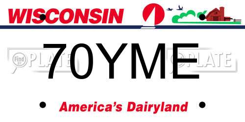 70YME Wisconsin License Plate