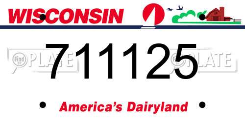 711125 Wisconsin License Plate